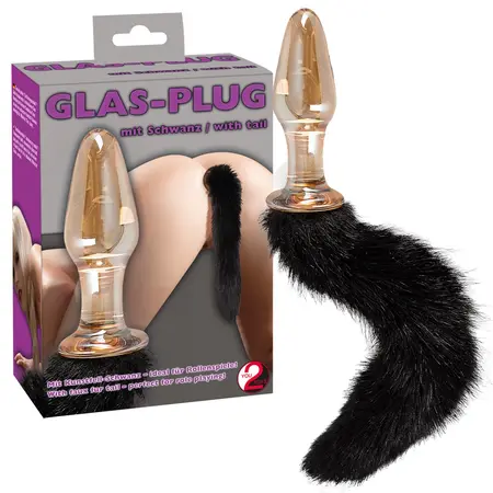 You2Toys Glass Intimate Accessory with Faux Fur Tail, 12 cm, Gold-Transparent