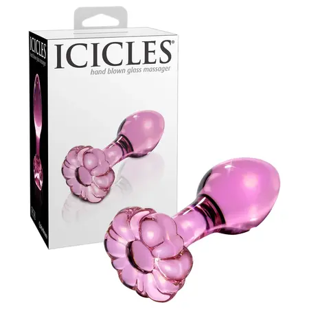 Icicles No. 48 Glass Plug with Decorative Flower Stopper, 8.9 cm