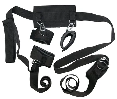 Bad Kitty Bondage Set Wide - Adjustable Padded Restraint System, Black