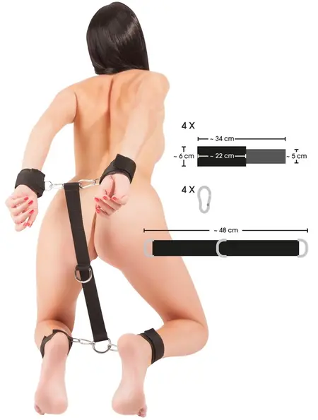 Bad Kitty BK Padded Handcuffs & Ankle Cuffs Set, Adjustable, Black