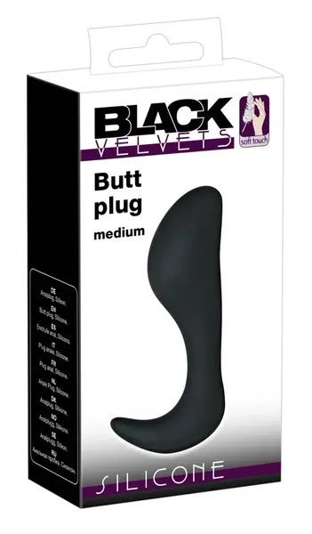 Black Velvets Medium Silicone Plug with Ergonomic Handle, 10.5 cm