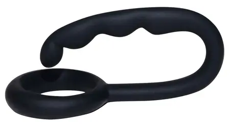 Mr. Hook Black Silicone Anatomical Ring with Perineal Stimulator 3 cm