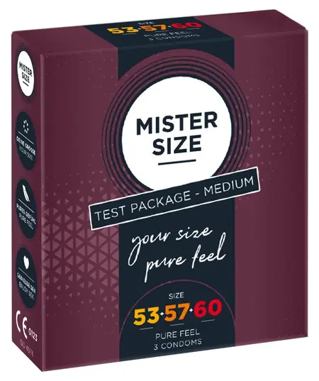 Mister Size Sample Pack 3 Condoms 53-60mm Ultra-Thin Natural Latex