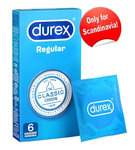 Durex Regular 6-Pack Natural Latex Transparent Condoms 56mm