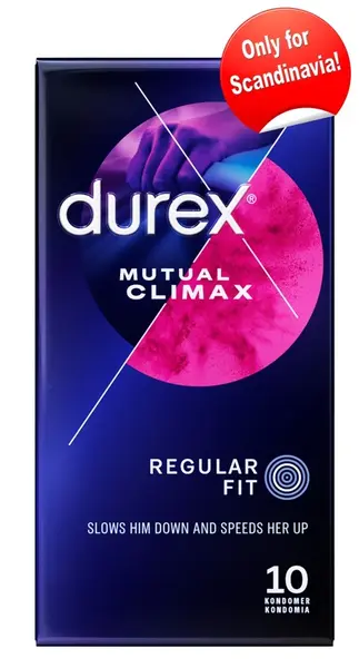 Durex Mutual Climax 10-Pack Grooved & Dotted Latex Condoms Easy-On Fit