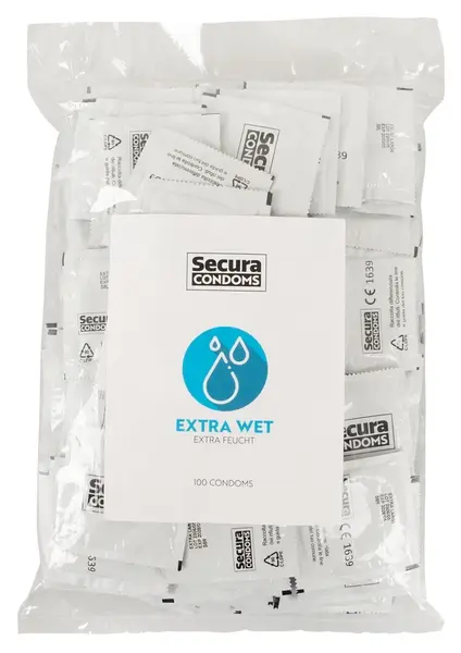 Secura Extra Wet 100pcs Silicone-Coated Transparent Condoms Vegan