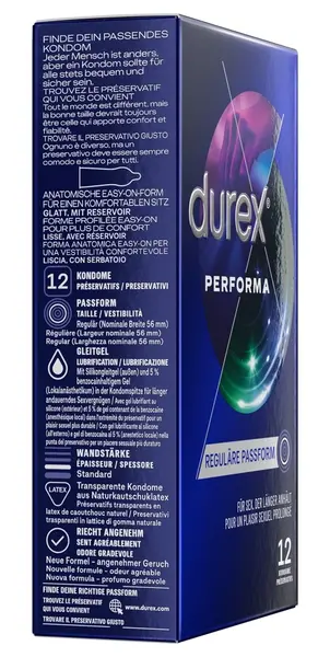 Durex Performa Extended Duration Latex Condoms 12 pcs 56 mm