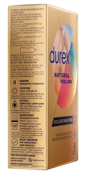 Durex Natural Feeling 8 pcs Skin-Like Latex-Free Condoms 56mm