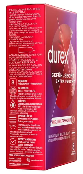 Durex Gefuhl Extra Lubricated 8 pcs - Enhanced Smoothness Condoms