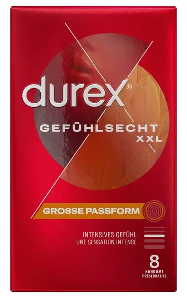 Durex Gefuhlsecht XXL 8 pcs - Extra Large Contoured Latex Protection