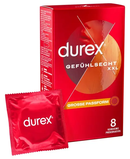 Durex Gefuhlsecht XXL 8 pcs - Extra Large Contoured Latex Protection