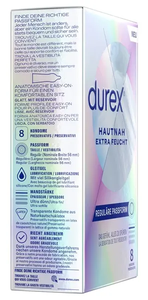 Durex Hautnah Extra Feucht 8pcs Ultra-Thin Intimate Protection