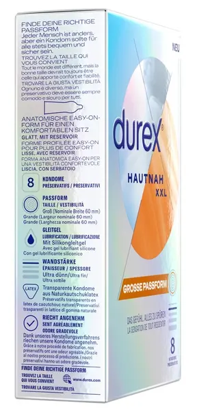 Durex Hautnah XXL Large Ultra-Thin Latex 8pcs Comfort Fit