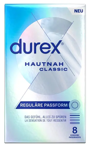 Durex Hautnah Classic Ultra-Thin Latex 8-Pack, Natural Transparent, Regular Size
