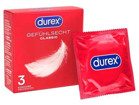 Durex Gefuhlsecht Ultra Thin Latex Condoms 3 pcs, 56 mm, Lubricated