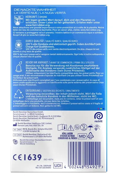 Durex Love Condoms 8-Pack Anatomical Shape Extra Lubricated