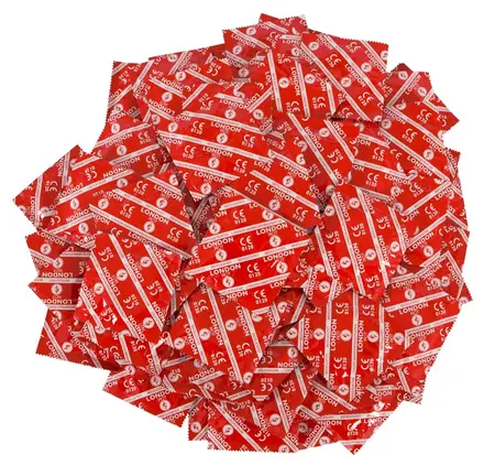 London Red Strawberry Flavour 100-Pack Condoms, Nominal Width 56mm