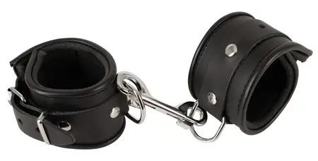 ZADO Leather Handcuffs Padded Adjustable Black 6.5cm Wide
