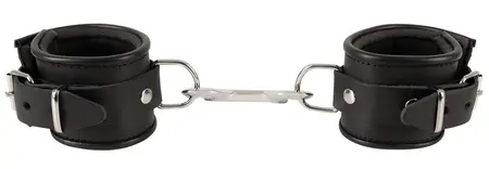 ZADO Leather Handcuffs Padded Adjustable Black 6.5cm Wide