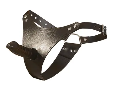ZADO Leather Harness with Integrated Latex Accessory S-L, Black