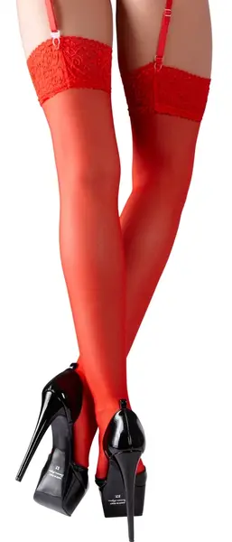 Cottelli Collection Red Stockings 20 Den, Wide Top, 7 cm, Oeko-Tex