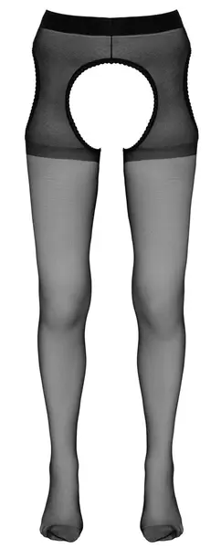 Cottelli Collection Suspender-Style Tights Black L/XL, Lace Trim