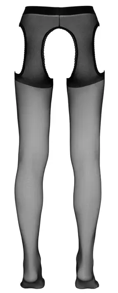 Cottelli Collection Suspender-Style Tights Black L/XL, Lace Trim