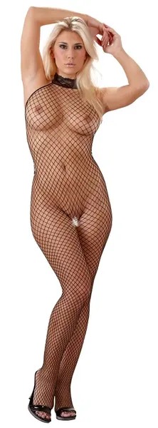 Cottelli Collection Net Bodysuit Black Lace Collar M/L