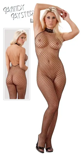Cottelli Collection Net Bodysuit Black Lace Collar M/L