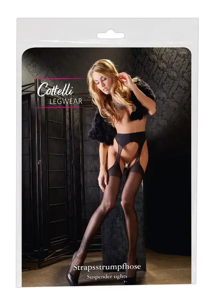 Cottelli Collection Suspender-Style Tights Black S/M Polyamide