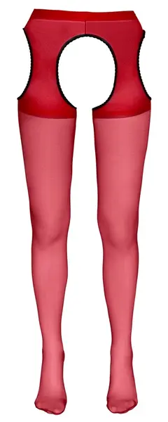Cottelli Collection Red Suspender-Style Tights L/XL Polyamide Comfort