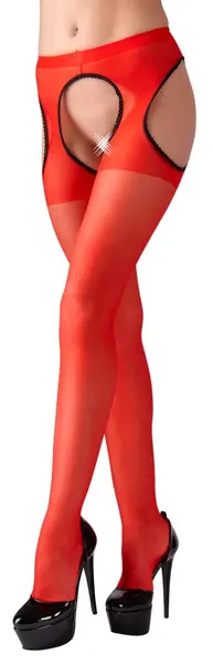 Cottelli Collection Red Suspender-Style Tights S/M Polyamide