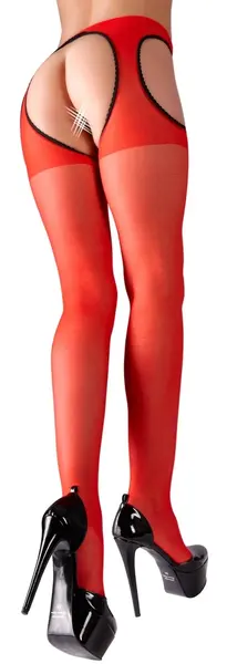 Cottelli Collection Red Suspender-Style Tights S/M Polyamide
