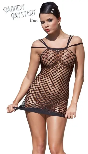 Cottelli Collection Net Dress S-L, Stretch Mesh, Triple Strap Detail