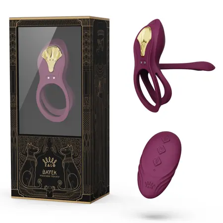 ZALO Bayek Velvet Purple Wearable Intimate Device - Remote Control, Dual Rings