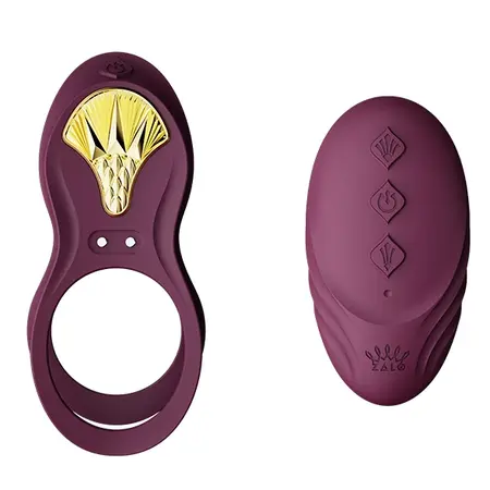 ZALO Bayek Velvet Purple Wearable Intimate Device - Remote Control, Dual Rings