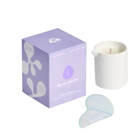 The Oh Collective Rub Me Tender Massage Candle & Gua Sha Set, 8x9cm, Orange-Lavender