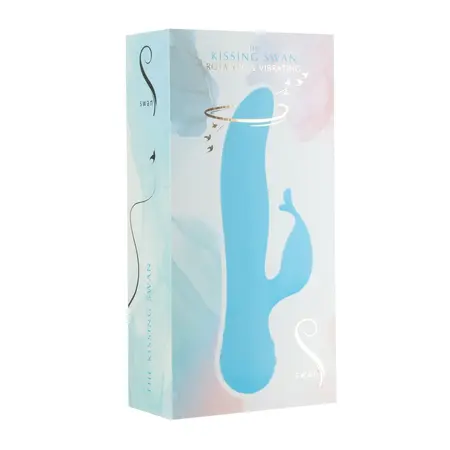 Swan The Kissing Swan Rotating Dual-Action Vibrator Blue Silicone 22cm
