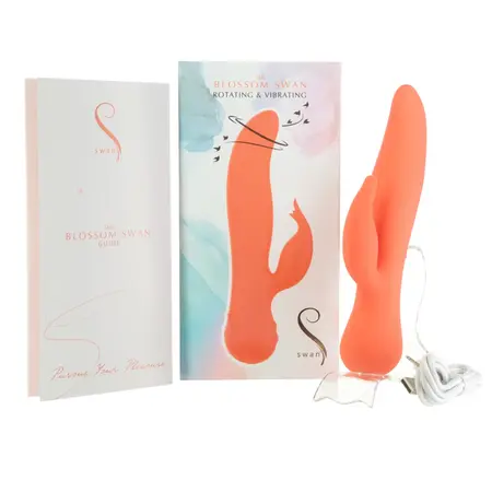 Swan Blossom Rotating & Vibrating Silicone Dual-Action Device Peach