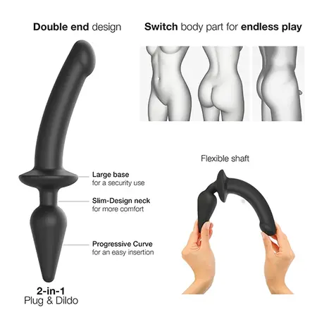 Strap-On-Me Switch Plug-In Black XXL - Semi-Realistic Silicone Attachment