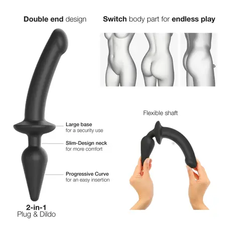 Strap-On-Me Switch Plug-In Black XXL - Semi-Realistic Silicone Attachment