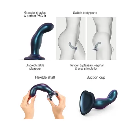 Strap-On-Me Snaky Plug Metallic Black M - Flexible Silicone, Harness Compatible