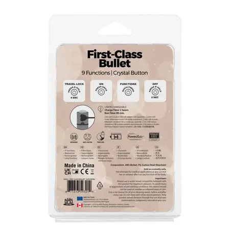 PowerBullet First Class Mini Model, 9 Modes, Gun Metal, 2.5” Rechargeable