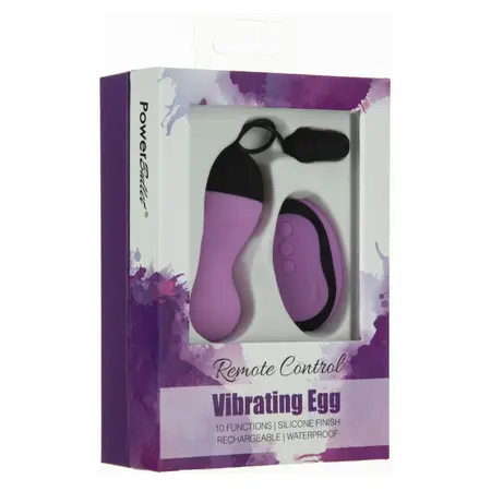 PowerBullet Vibrating Egg 10-Mode Wireless Silicone Purple