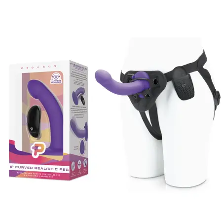 Pegasus 6'' Silicone Curved Peg - Adjustable Harness Set, Black