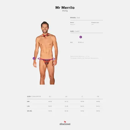 Obsessive Mr Merrilo Men's Festive Thong Set with Bow Tie, One Size