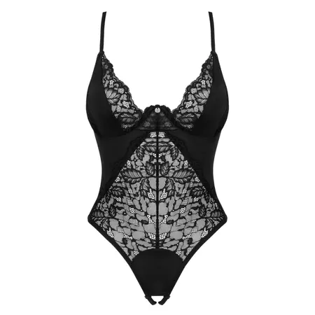 Obsessive Bellastia Black Lace Open Bodysuit XS/S Adjustable Straps