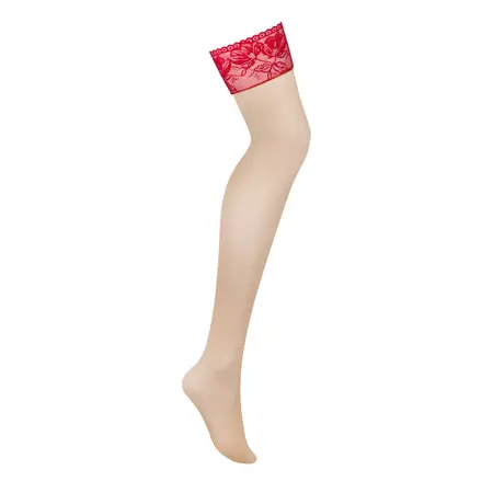 Obsessive Lacelove Stockings XS/S Red Lace - Delicate Polyamide Blend