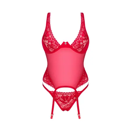 Obsessive Lacelove Corset Set Red XS/S - Adjustable Fit & Elegant Lace