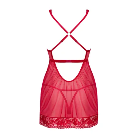 Obsessive Lacelove Babydoll Set Red XL/2XL Adjustable Lace Details